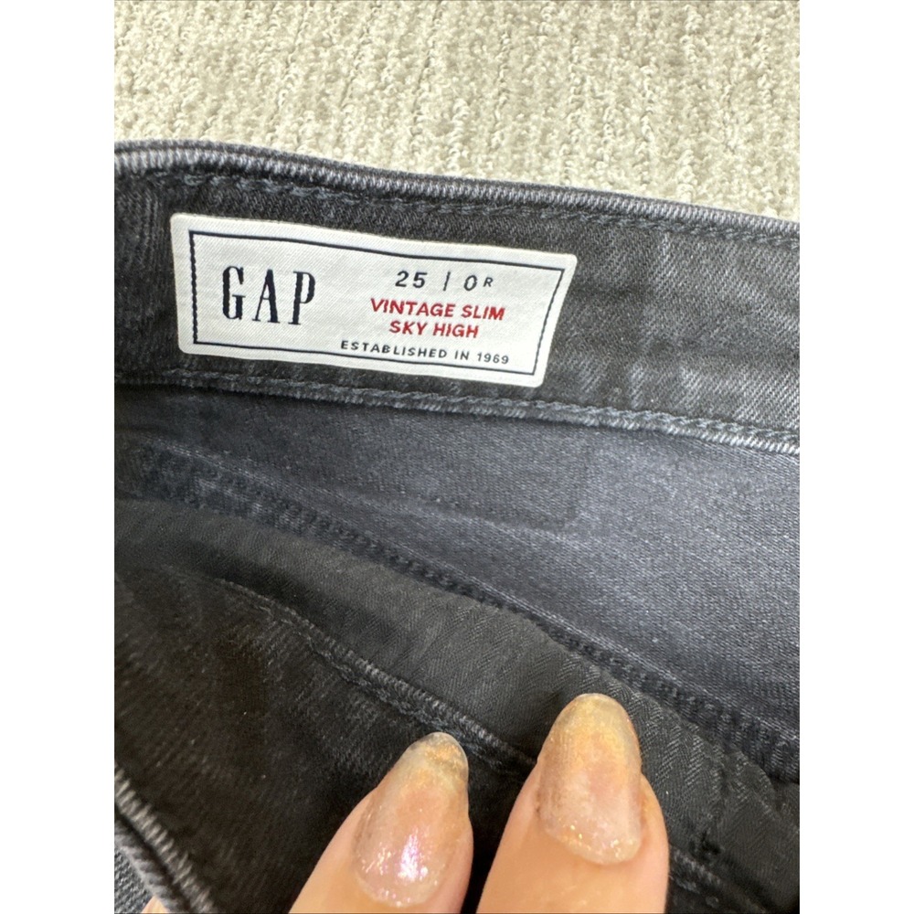 Gap Vintage Slim Sky High Jeans Zero Regular Inseam 25 Color Black #297 - Picture 7 of 16